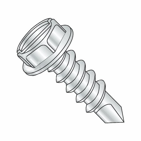 Newport Fasteners Self-Drilling Screw, #10 x 1/2 in, Zinc Plated Steel Flange Hex Head External Hex Drive, 5000 PK 771848-5000